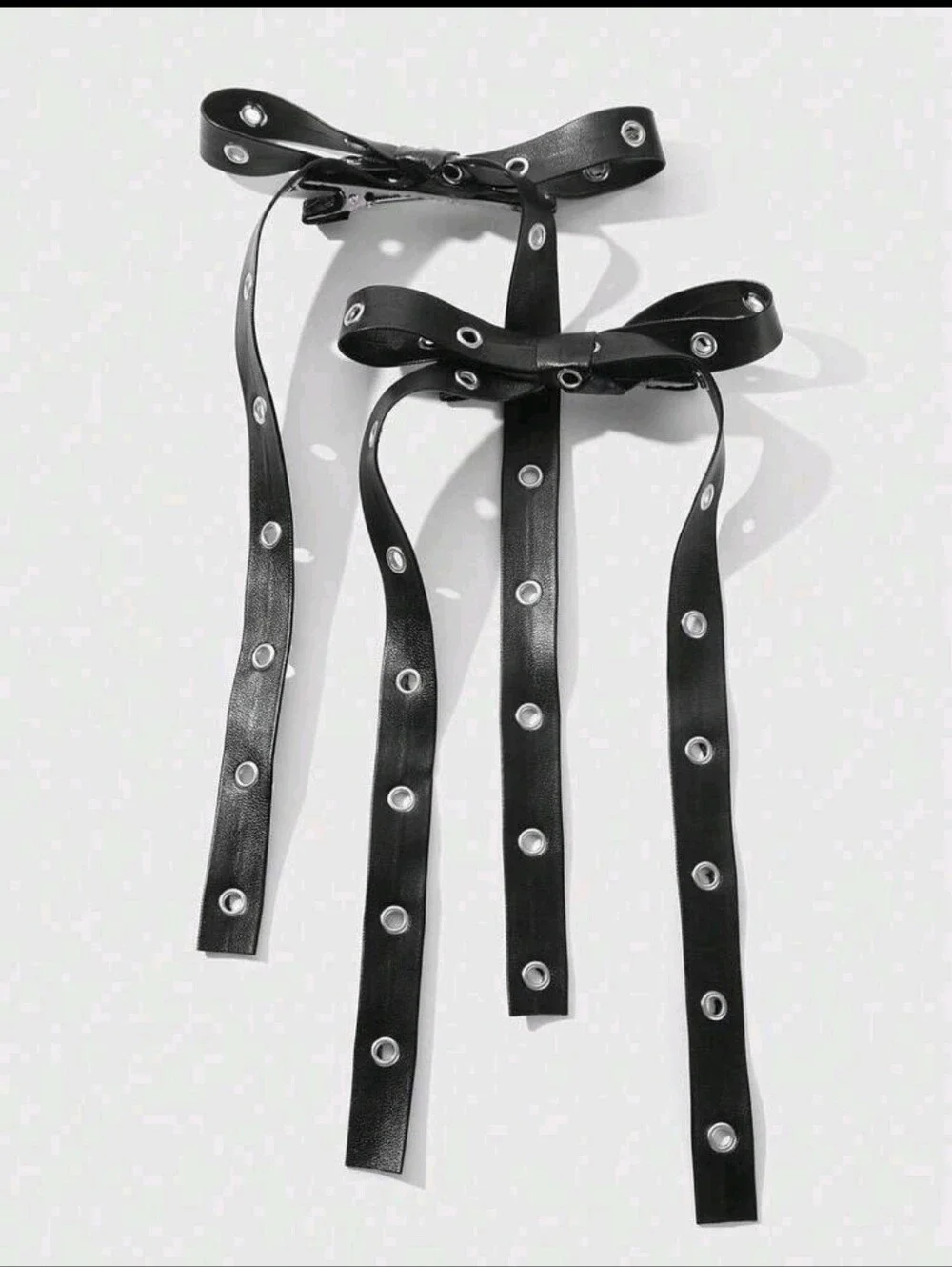 Black Grommet Bow Hair Ribbon - Women Accessories